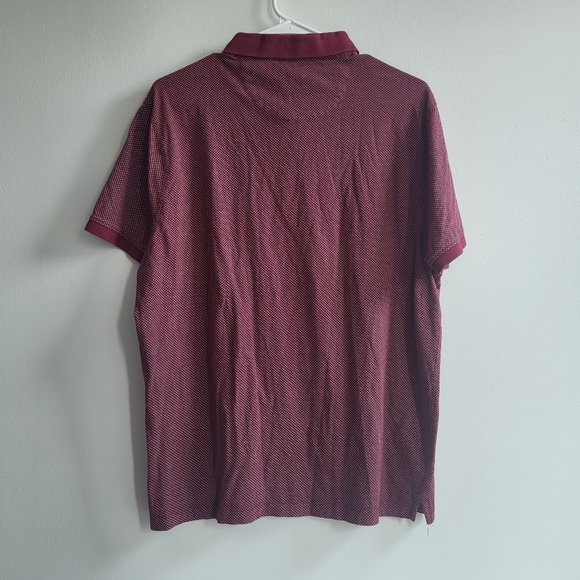 Michael Kors Maroon Dotted Collar Button Polo Men Shirt Size Large - Picture 6 of 7